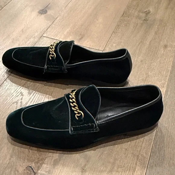Tom Ford Black Loafers with Gold Chain Accent
